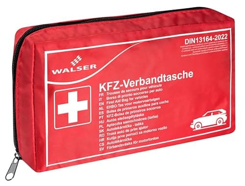 WALSER Erste Hilfe Set Auto 2025, Verbandskasten Auto Auszeichnung Sehr Gut*, Auto Verbandskasten 2025, Erste Hilfe Kasten, Verbandskasten Auto 2025, Erste Hilfe Auto, KFZ Verbandkasten DIN 13164 rot image