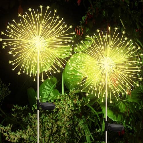 CNMTCCO 2 Stück Solar Feuerwerk Gartenlichter, 120 LED image