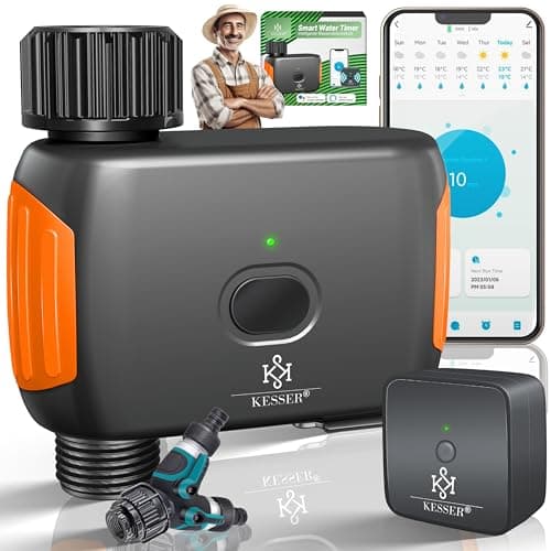KESSER® Bewässerungssteuerung mit WLAN Wifi | Bewässerungscomputer für Garten & Balkon | Bewässerungssystem mit Zeitschaltuhr | Automatische Bewässerung App & Sprachsteuerung 20 Zeit-Pläne | Orange image