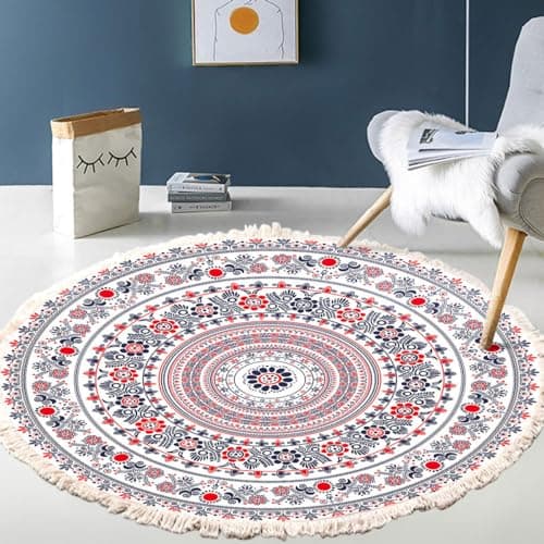 Terafeels Antirutschmatte für Teppich Teppich Schlafzimmer Runder Teppich Indoor Waschbar Teppich rutschfest mit für Wohn-Esszimmer-Eingangsbereich 90 × 90cm,4090 image