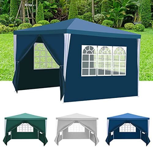 Yakimz 3x3M pavillon Wasserdicht Gartenpavillon Stabil Winterfest Partyzelt mit 4 Seitenteilen und Fenstern, Gartenpavillon Sonnenschutz Festzelt für Party, Marktstand, Festival, Blau image