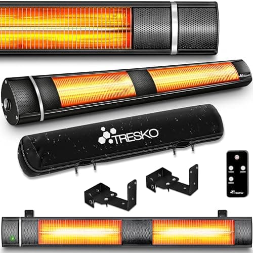 TRESKO Infrarot Heizstrahler 3000W mit Fernbedienung | Wärmestrahler Terrasse elektrisch mit 3 Heizstufen | Terrassenstrahler Innen & Außen | Wand Infrarotstrahler Wickeltischstrahler image