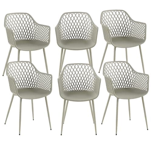buybyroom Gartenstuhl 6er Set, Outdoor Stuhl mit Armlehne, Armlehnensessel Loungesessel Lehnstühle, Gartenstühle 120 kg belastbar, Grau image