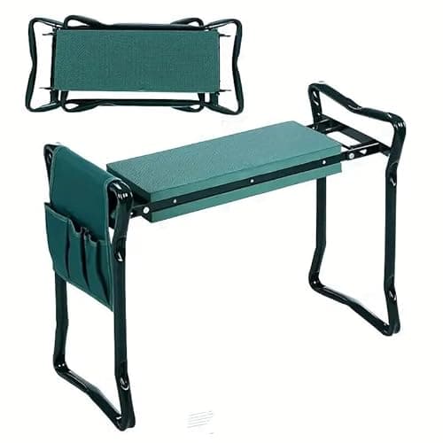 Gartensitzkniebank Kniebank mit weiches Kniekissen für Gartenarbeit - Garten-Kniebank klappbar Gartenhocker bis 170 kg mit 2 Werkzeugtaschen, Gartenstuhl zum Knien & Sitzen | KNEEBENCH image