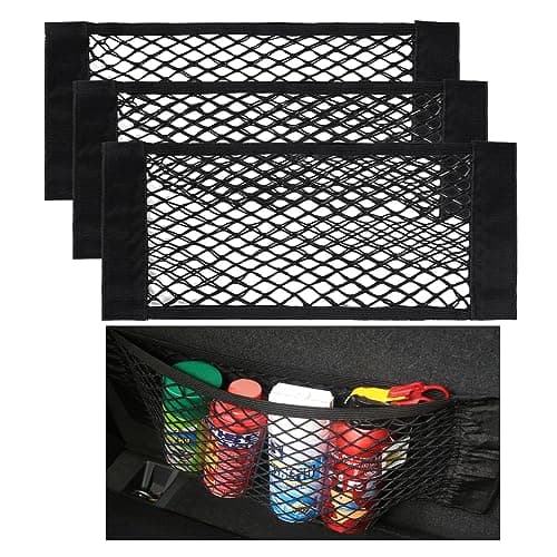 Nutabevr 4 Stück Starke Elastizität Netz Kofferraum Netztasche Auto, 40x25cm Gepäcknetz Erstreckt, Elastischer Rand hält Lasten Fester, Kfz Aufbewahrungsnetz Universal, für universal Auto/SUV aus Nylon image