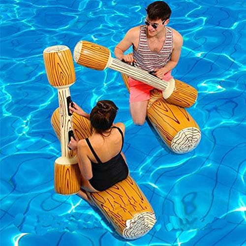 LUSTERMOON aufblasbares schwimmendes Wasserspielzeug, 2 Sets mit aufblasbaren Kampfbalken, für Erwachsene, Kinder, Poolparty, Wassersportspiele, Schwimmen, Pool-Spielzeug, 4 Stück, dunkle Farbtöne image