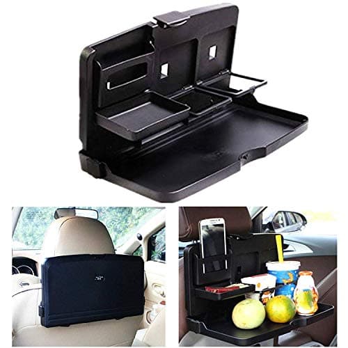 Universal Klapptisch Auto Rücksitz, Vielseitiger Klappbar Auto Tablett Getränkehalter mit Becher- und Flaschenhalterung, Auto Mahlzeit Tisch Organizer für Mobiltelefon Getränke Kaffee Essen image