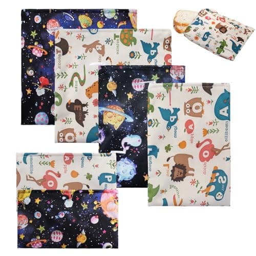 6 Stück Kleine Isolierte Snackbeutel, Lunch-Lebensmittelaufbewahrung, Wiederverwendbare, Sandwich-Taschen, Verpackungstasche, 3 Größen, Spülmaschinenfest BPA-frei gefrierbare Snack-Taschen image