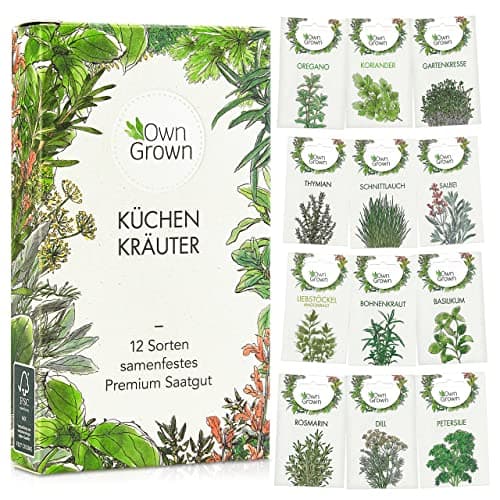 OwnGrown Kräuter Samen Set 12 Sorten Garten und Küchenkräuter Samen - Petersilie, Kräuter der Provence, italienische Kräuter, Koriander Samen, Dill, Kräutersamen für Balkon, und Hochbeet image